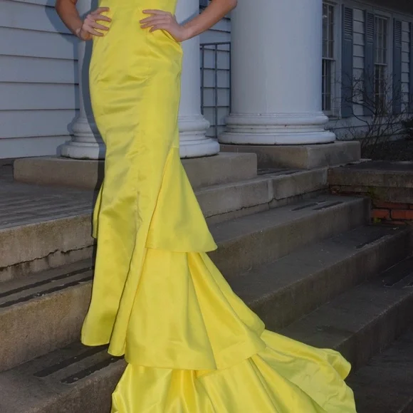 Dresses | Beautiful Yellow Pageant Dress Wlong Train | Poshmark Dresses | Beautiful Yellow Pageant Dress Wlong Train | Poshmark